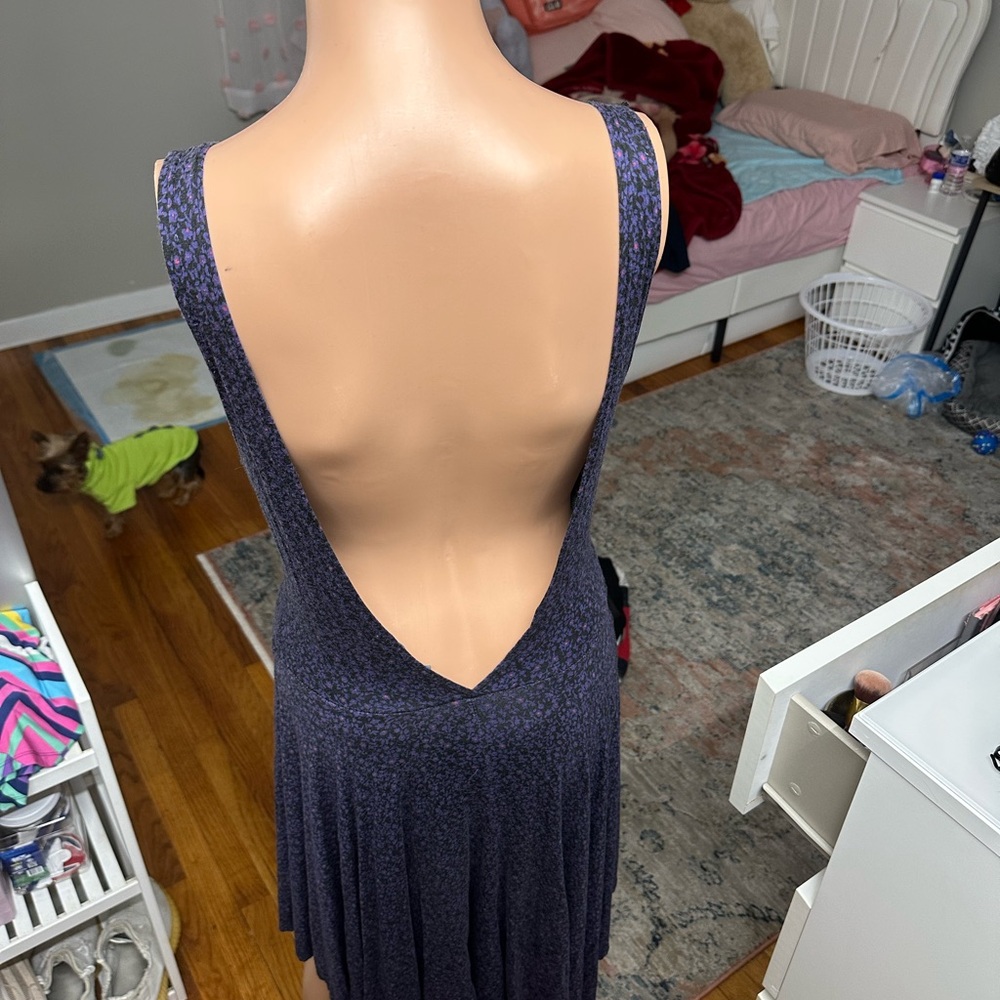 Elegant Backless Dress in Navy Blue